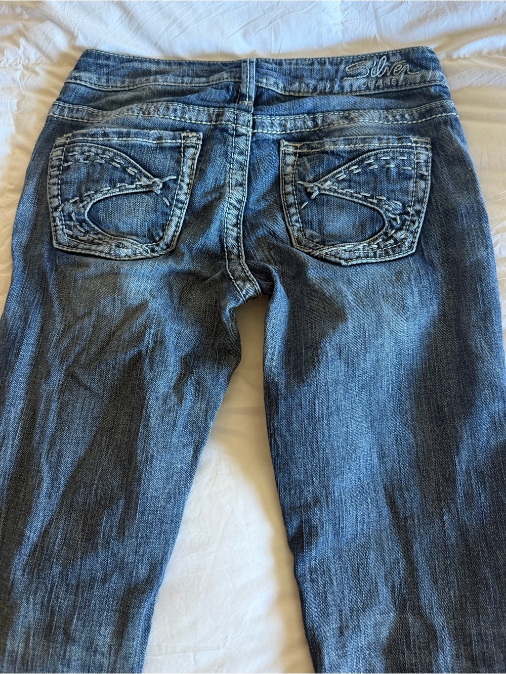 Vintage Silver Blue Jeans Y2K Classic Low-rise Bootcut
